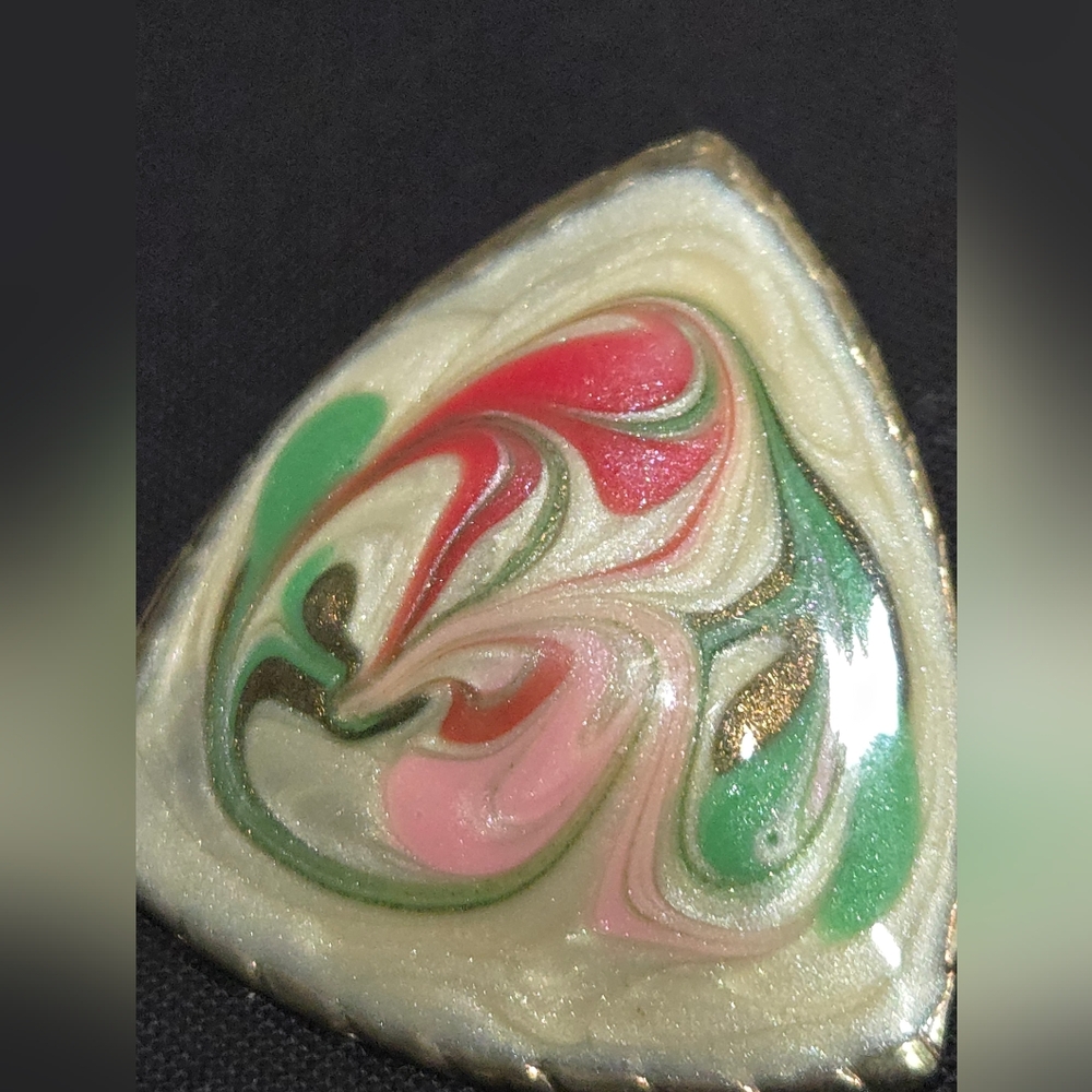 Vintage 1980s Triangle Enamel Swirl Statement Earrings - Picture 4 of 4